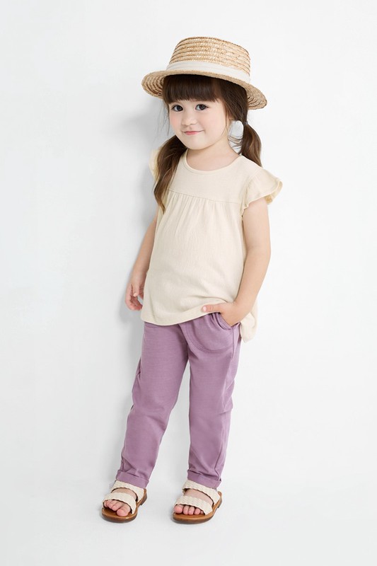 竹節棉口袋長褲-童