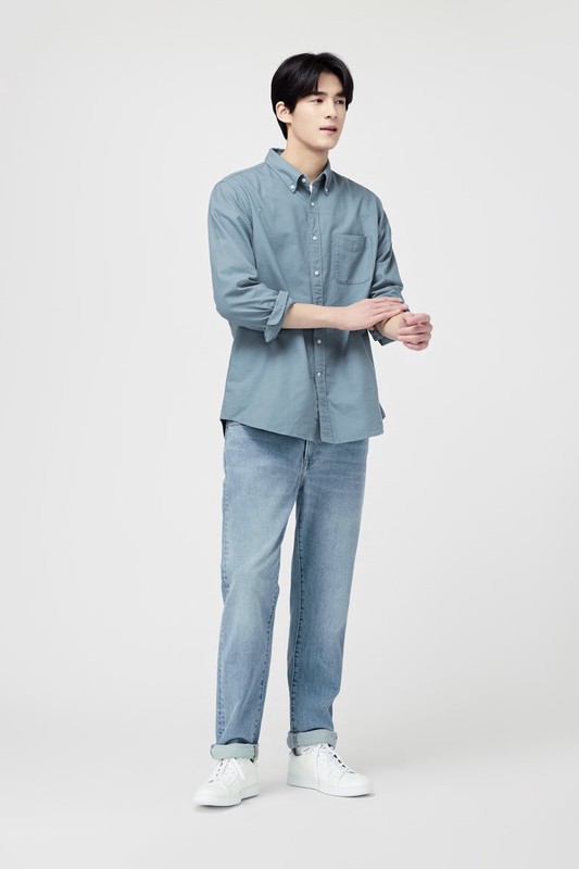 牛津修身長袖襯衫-男