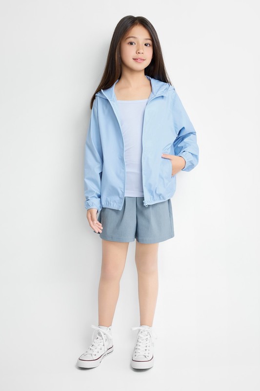 彈力打褶寬襬短褲-童