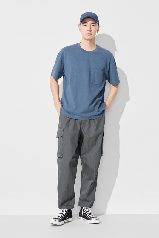 粗紡寬版口袋T恤-男