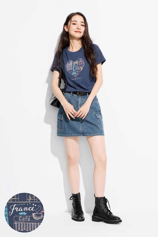 手繪巴黎印花T恤-女
