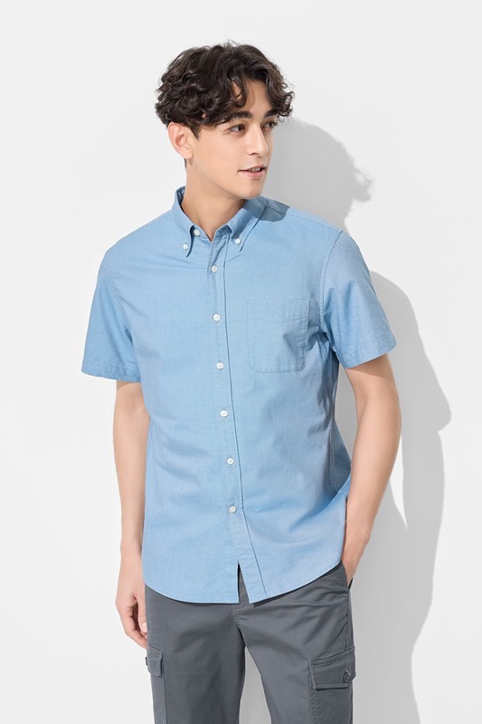 牛津短袖襯衫-男