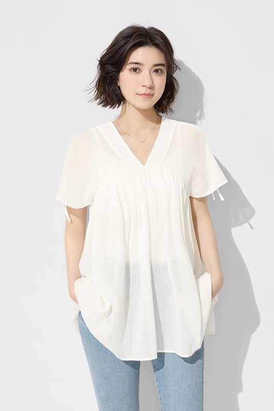 棉質抽繩造型上衣-女