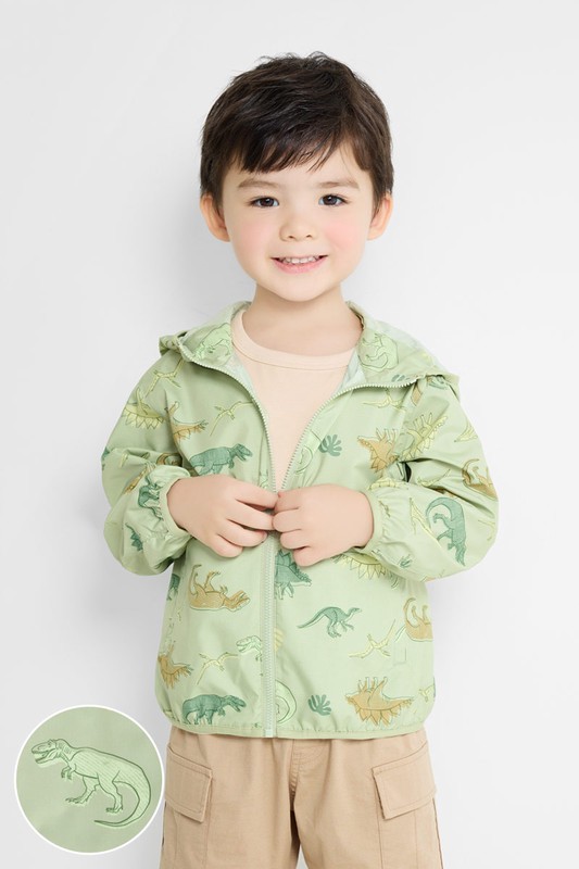 抗UV輕型恐龍印花風衣外套-童