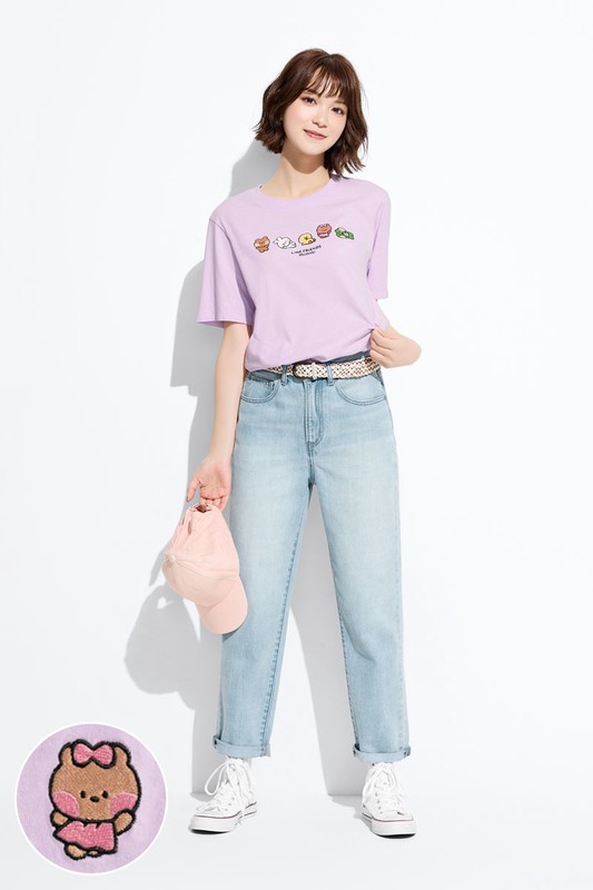 LINE FRIENDS minini寬版電繡T恤-04-女