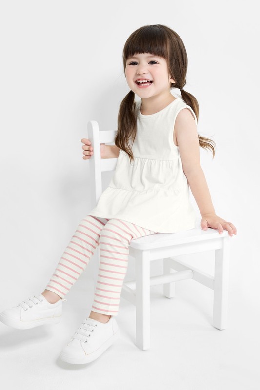 彈力條紋九分內搭褲-童