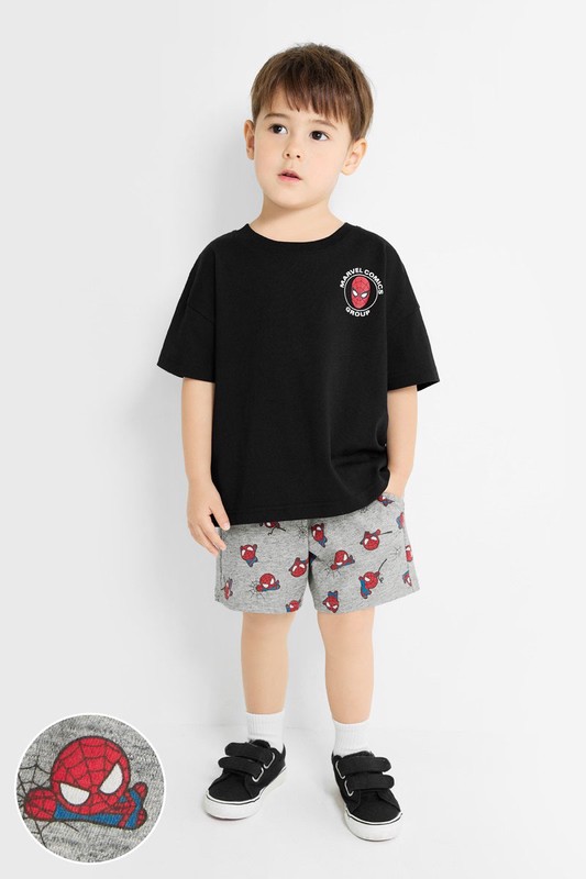 漫威系列竹節棉印花短褲-童