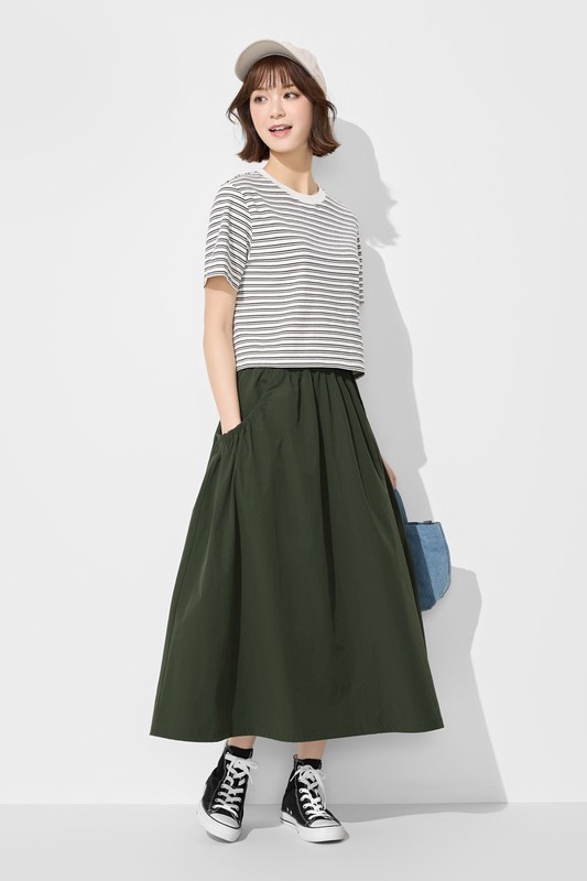 抽皺口袋長裙-女