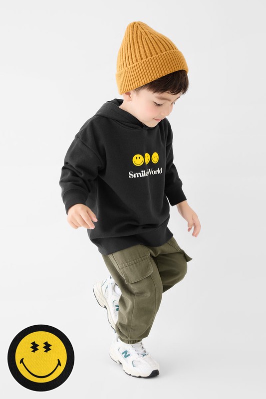 SmileyWorld®毛圈寬版印花連帽衫-02-童