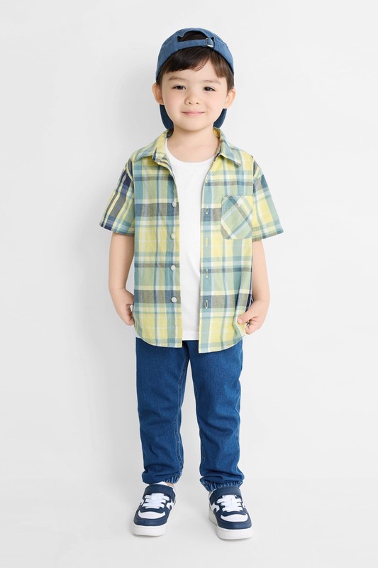 羅紋針織牛仔束口褲-童