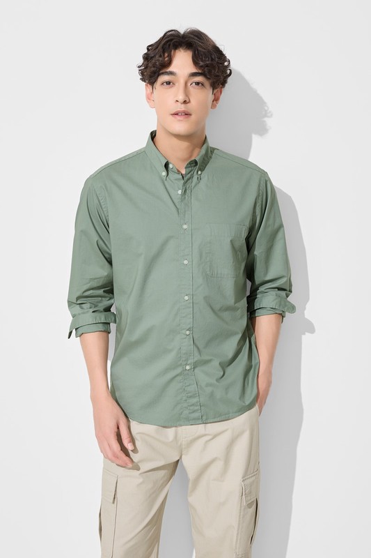 柔棉長袖襯衫-男