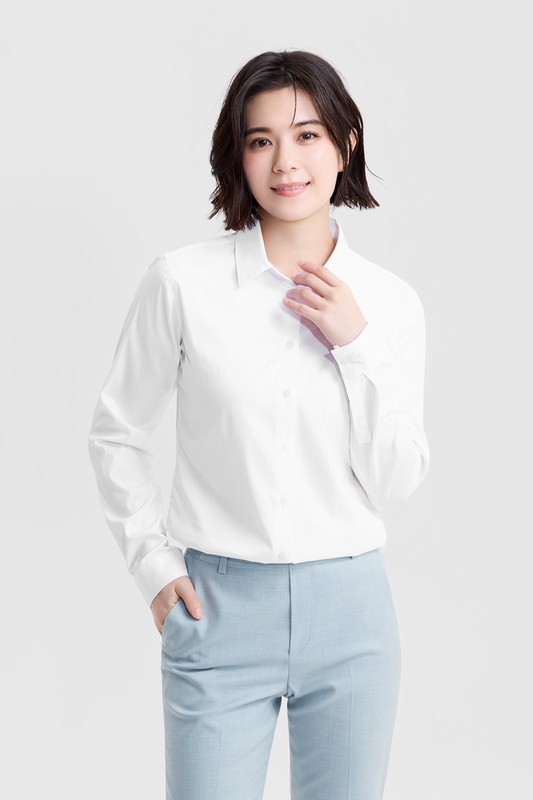 商務彈性長袖襯衫-女