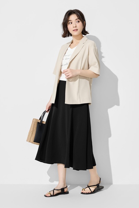 輕柔寬襬八分裙-女