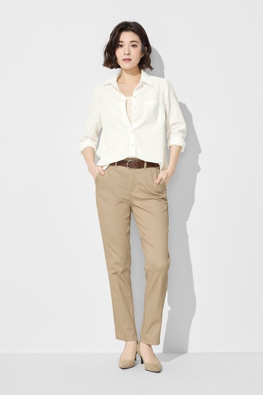 卡其修身直筒長褲-女