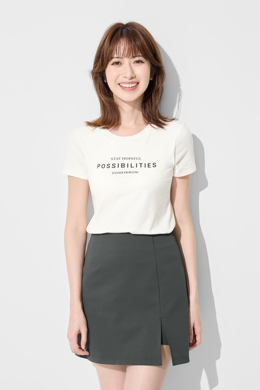 開衩連褲短裙-女