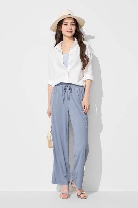 棉麻長袖襯衫-女