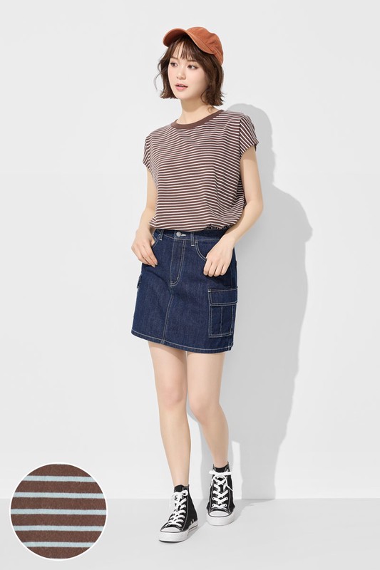 純棉寬版條紋上衣-女