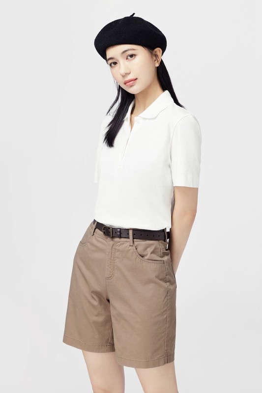 純棉短版polo衫-女