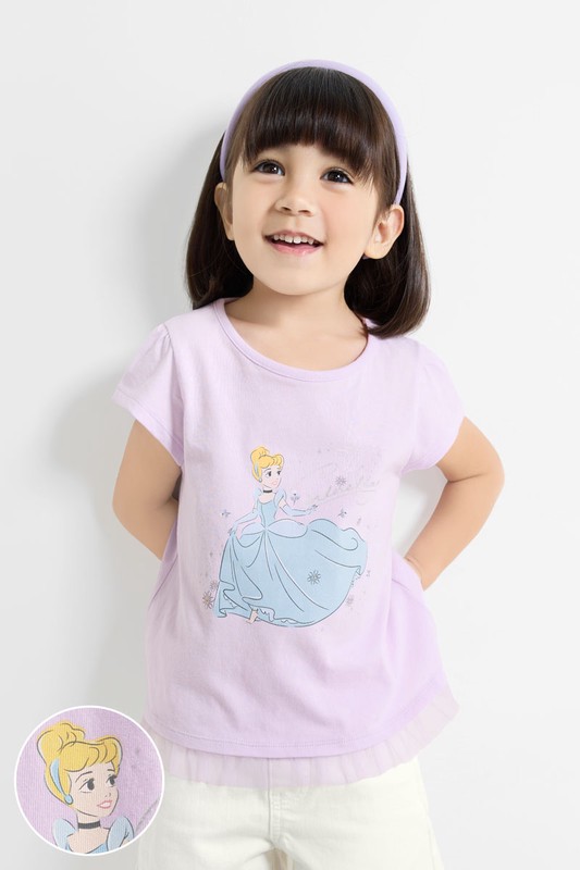 迪士尼系列網紗拼接印花T恤-47-童
