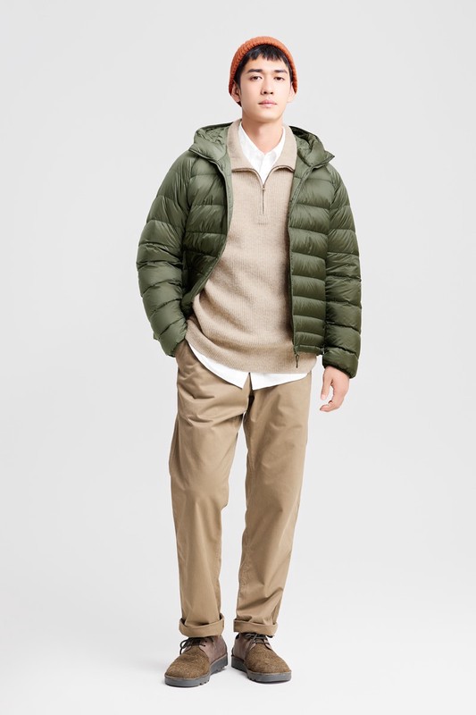 粗針混紡半開襟毛衣-男