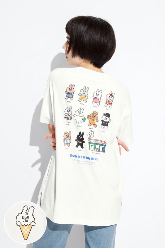 Bunni Konbiny寬長版印花T恤-08-女