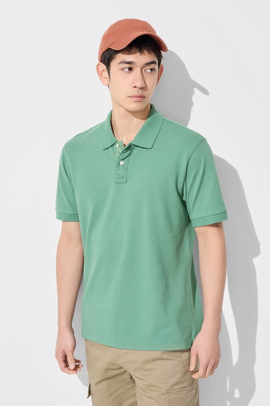 純棉網眼抽皺polo衫-男