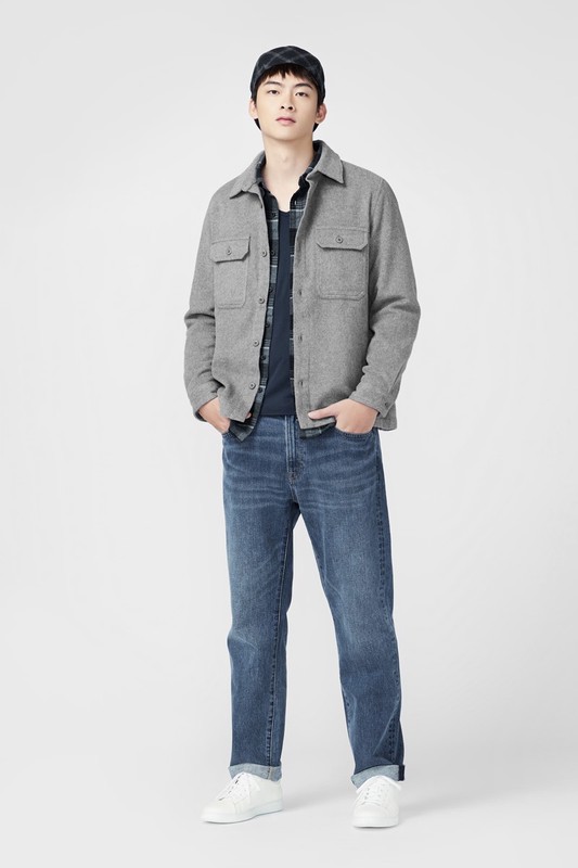 heatup V領九分袖上衣-男