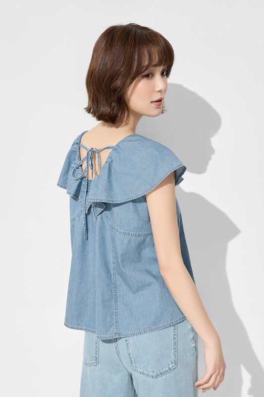 荷葉造型牛仔上衣-女