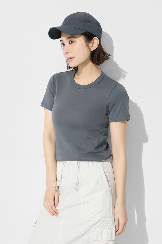 純棉厚實圓領T恤-女
