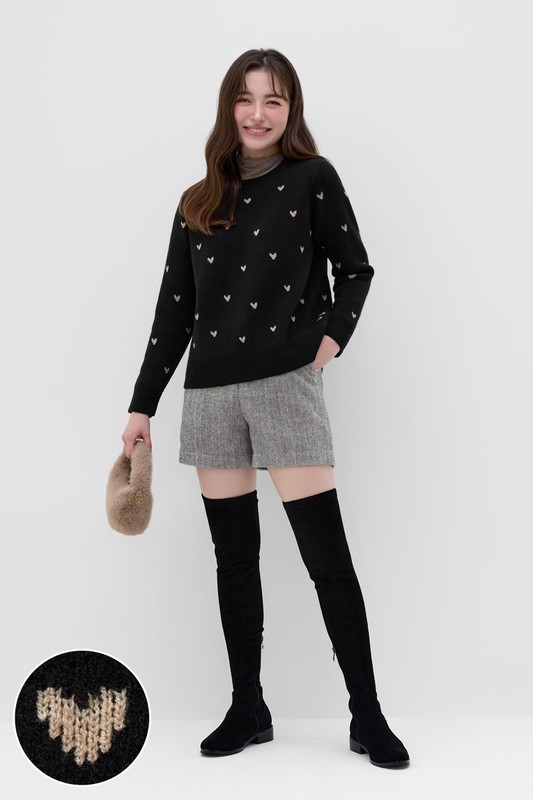 寬版愛心圓領毛衣-女