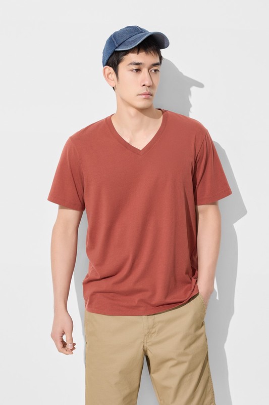 純棉V領T恤-男