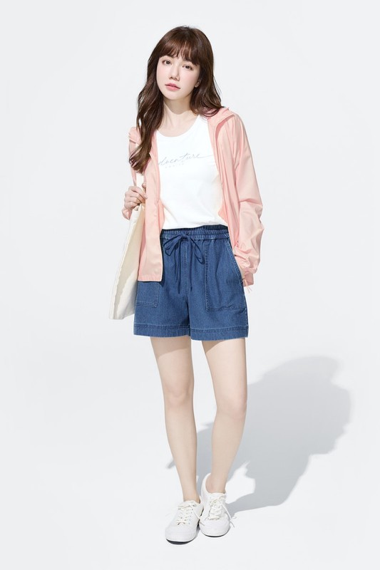 針織牛仔短褲-女