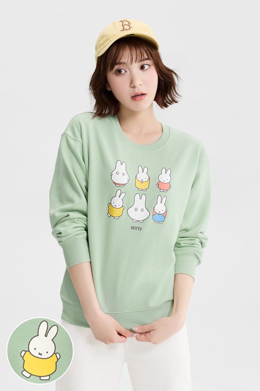 Miffy毛圈寬版印花圓領衫-02-女