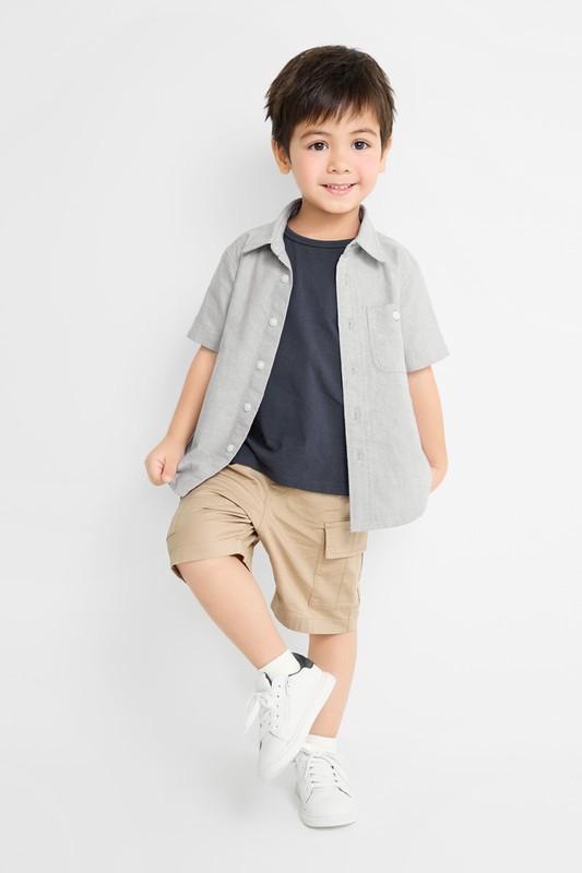 牛津短袖襯衫-童