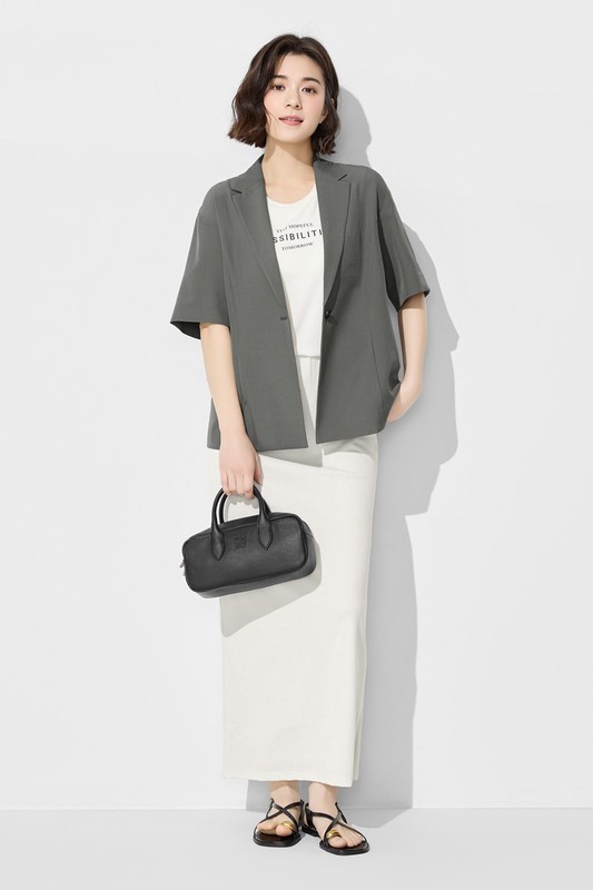 寬版短袖西裝外套-女