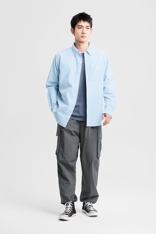 牛津長袖襯衫-男