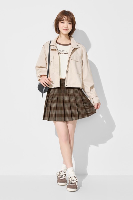 水洗立領短版外套-女