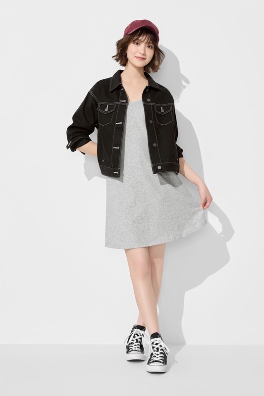 Bra V領細肩帶洋裝-女