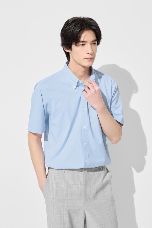 商務彈性短袖襯衫-男