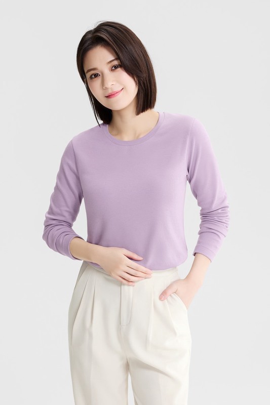 彈性柔滑棉圓領T恤-女
