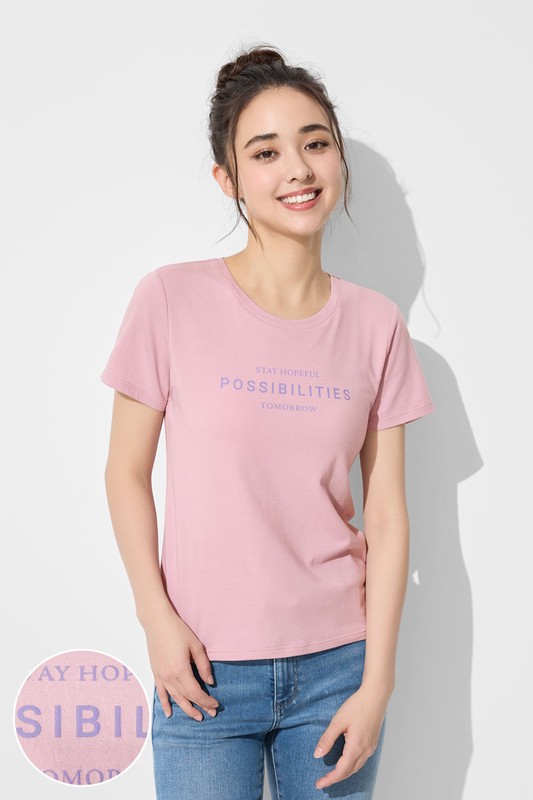 Bra文字印花圓領短袖T恤-女