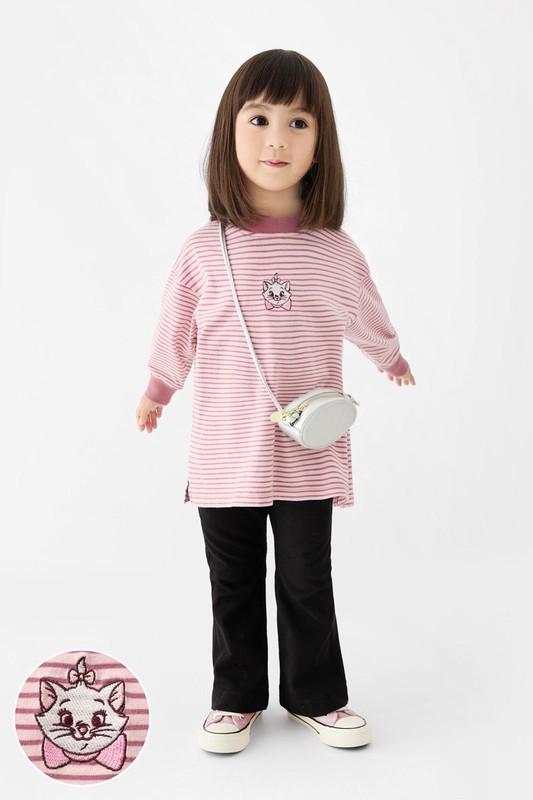 迪士尼系列純棉條紋電繡上衣-童