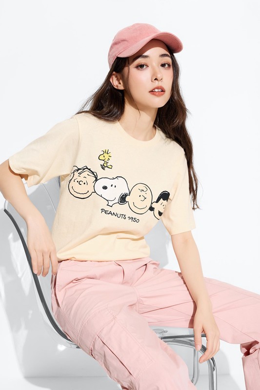 史努比系列寬版印花T恤-18-女