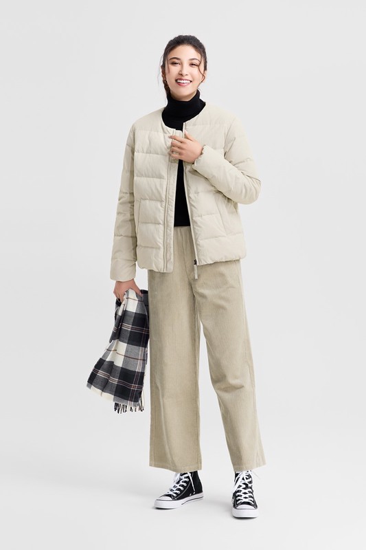 極暖羽絨無領外套-女