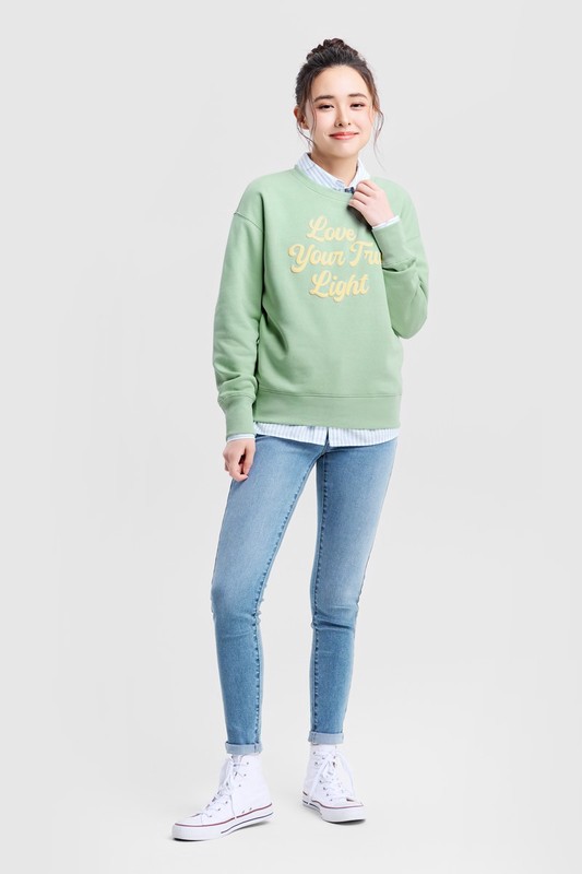 文字刷毛印花圓領衫-03-女