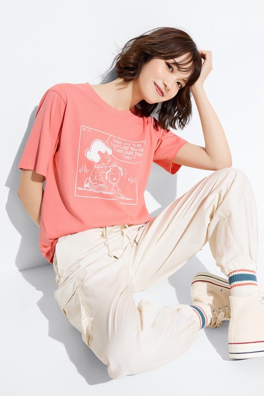 史努比系列寬版印花T恤-21-女