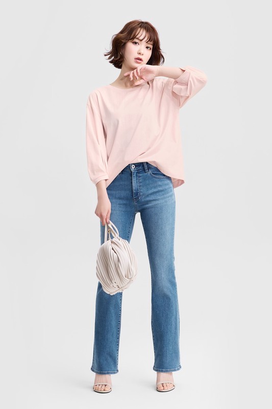 絲光棉寬版七分袖上衣-女