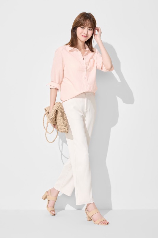 棉麻長版襯衫-女