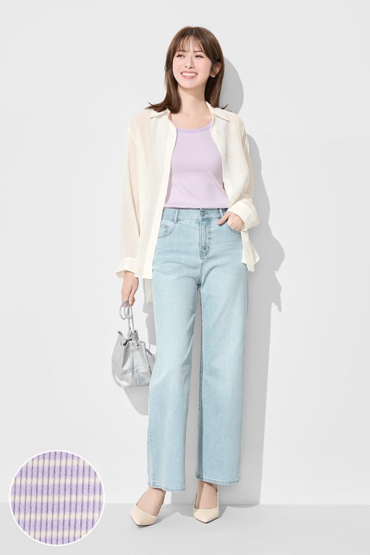 羅紋條紋背心-女