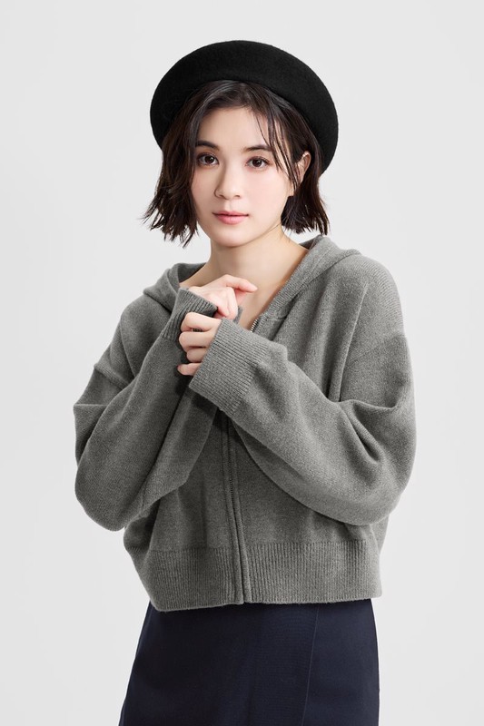 粗針寬版針織連帽外套-女